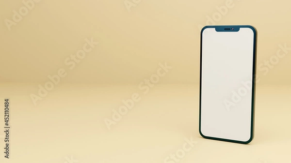 Fototapeta Full screen black smartphone mockup design with mobile app presentation template