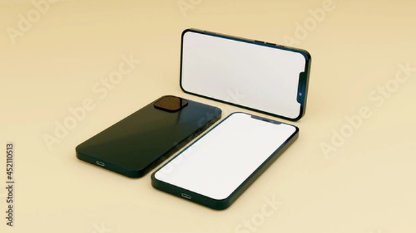 Fototapeta Full screen black smartphone mockup design with mobile app presentation template