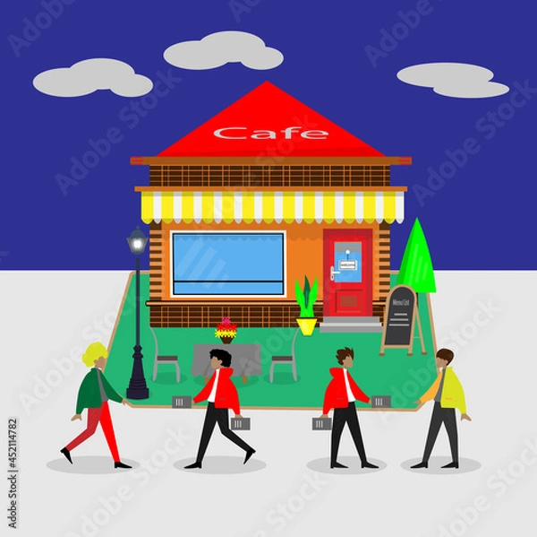 Obraz promoting the new cafe illustration design