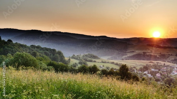 Obraz Zachód słońca nad Terką w Bieszczadach