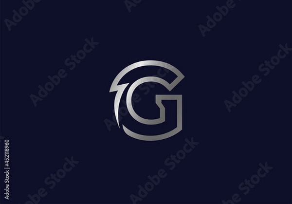 Fototapeta Initial G Power lightning thunder Logo. letter G and thunder bolt icon combination isolated on dark background, Logo Design Template element, vector illustration