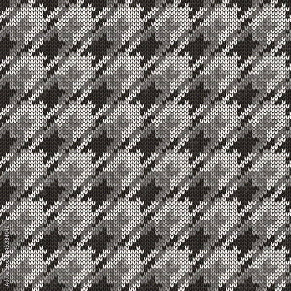 Fototapeta Knitted seamless goose foot black white pattern. Vector illustration.