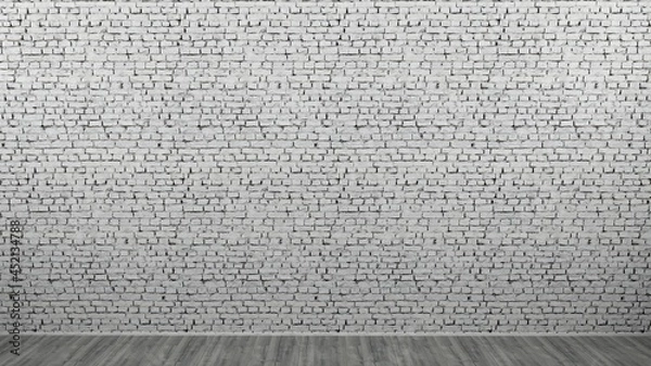 Obraz 3D illustration, Background image of a wall made of white old brick (brick wall)