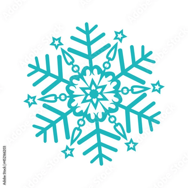 Fototapeta Vector snowflake. Snow pattern on window. Doodle illustration. Decor element for winter card for Christmas. Design element for seasonal sale. For plotter cutting. Isolated on white background