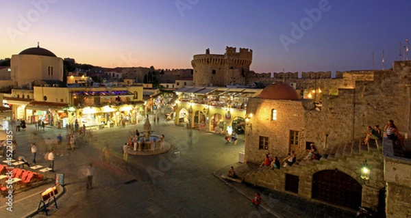 Obraz Old Rhodes town sunset