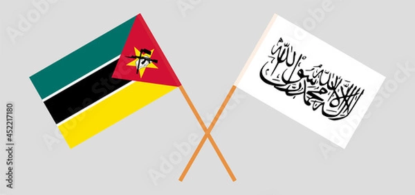 Obraz Crossed flags of Mozambique and Islamic Emirate of Afghanistan. Official colors. Correct proportion
