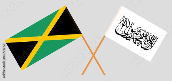 Obraz Crossed flags of Jamaica and Islamic Emirate of Afghanistan. Official colors. Correct proportion