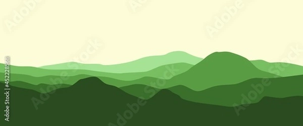 Fototapeta Mountain layers landscape vector illustration used for background, backdrop, desktop background, ads banner, travel banner, nature or adventure banner.