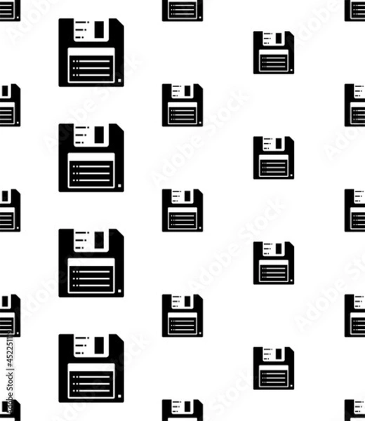 Fototapeta Floppy Disk Icon Seamless Pattern, Diskette, Flexible Magnetic Disk Storage