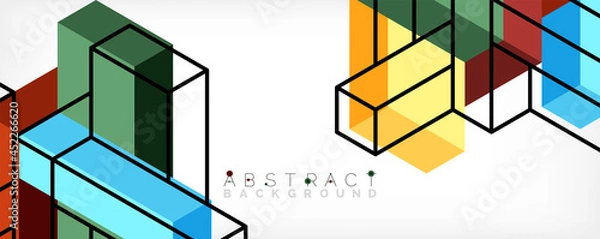 Obraz Abstract background. 3d cubes, cubic elements and blocks. Techno or business concept for wallpaper, banner, background, landing page
