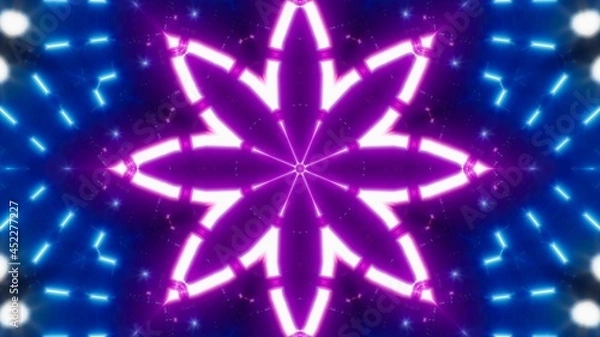 Obraz Purple and Blue Flower Shape Kaleidoscope Light
