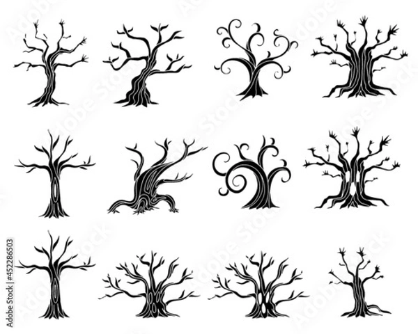 Fototapeta 木のシルエットイラスト