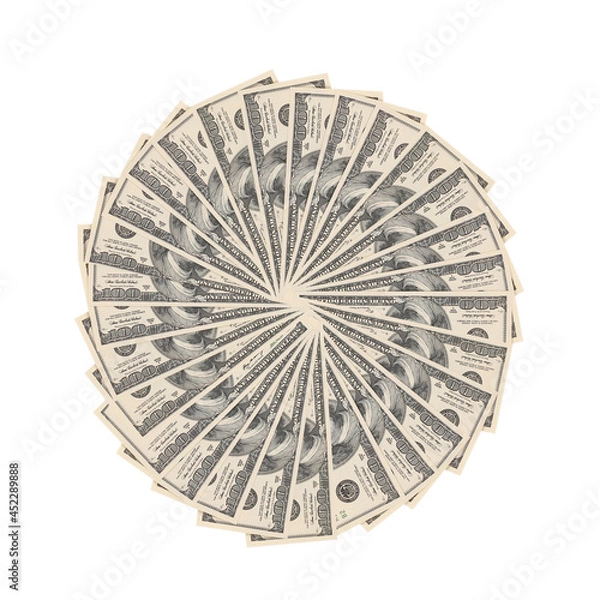 Obraz One hundred dollars banknotes isolated on white background