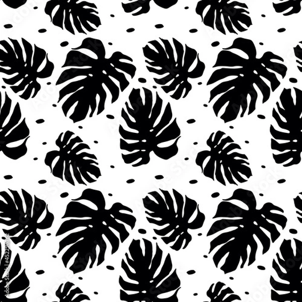 Fototapeta Seamless pattern with monstera leafs. Tropcal background.
