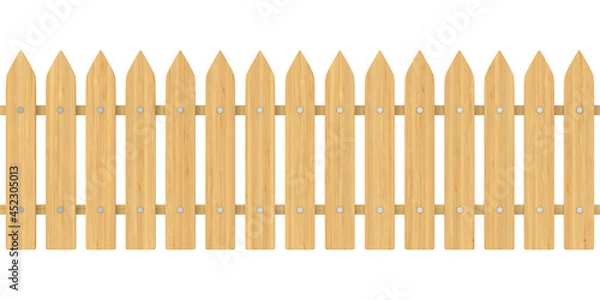 Fototapeta wooden fence on white background. Isolated 3D illustration