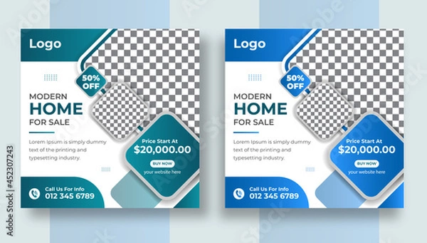 Obraz Real estate social media post house property Instagram post, or square web banner design