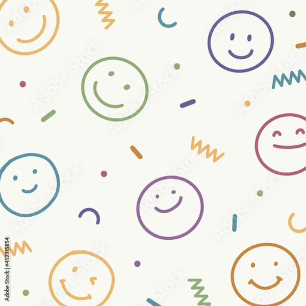 Obraz hand drawn smiley faces pattern, smiley face Background vector