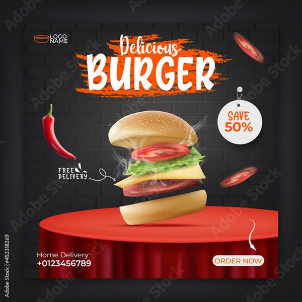 Obraz Food menu banner template for social media promotion.