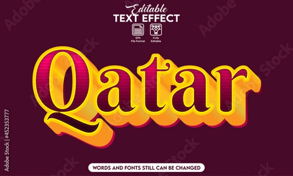 Fototapeta Editable text effect qatar