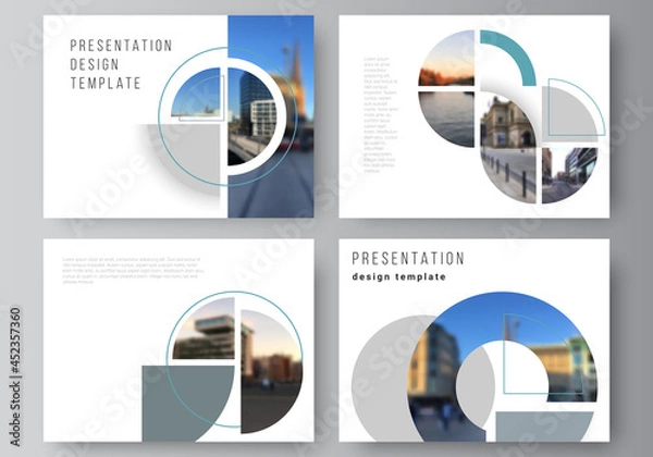 Fototapeta Vector layout of the presentation slides design business templates, multipurpose template for presentation brochure. Background with abstract circle round banners. Corporate business concept template