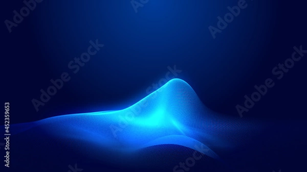 Obraz Abstract dot blue wave gradient texture technology background.