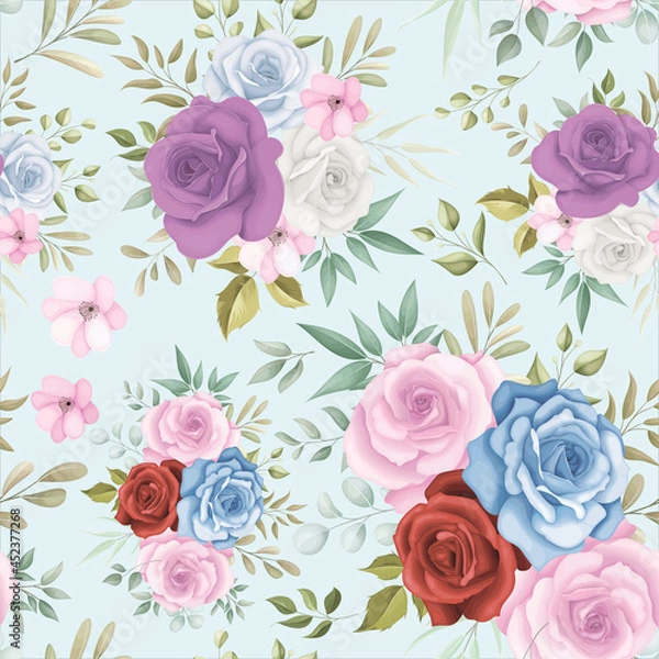 Obraz Elegant floral seamless pattern with colorful flower decorations