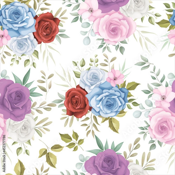 Obraz Elegant floral seamless pattern with colorful flower decorations
