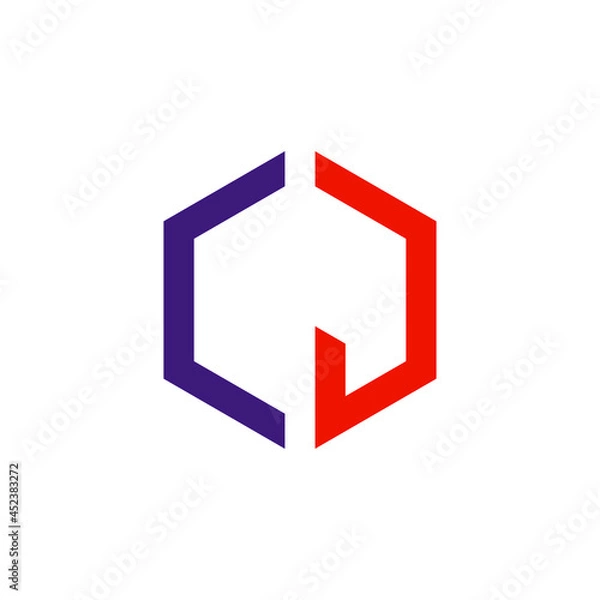 Fototapeta CJ logo vector. Latter CJ hexagonal logo. CJ creative logo template