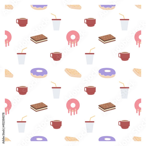 Fototapeta sweet desserts pattern transparent on a white background
