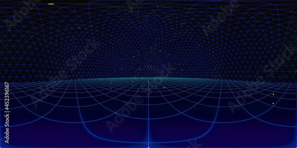 Obraz 3D illustration, geometric 360 HDRI equirectangular projection background blue. 