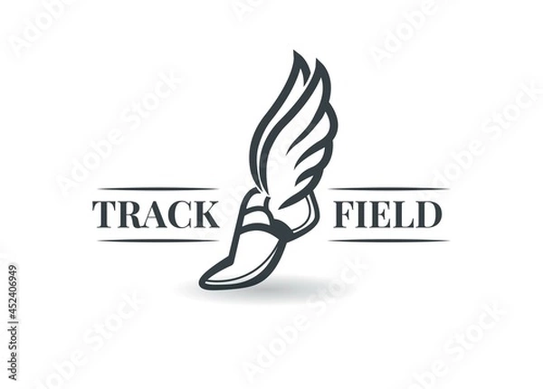 Obraz Track and Field, Track logo, Winged shoe, Sports Design. Track and Field insignias, Track Team, Sports Design, Team logo