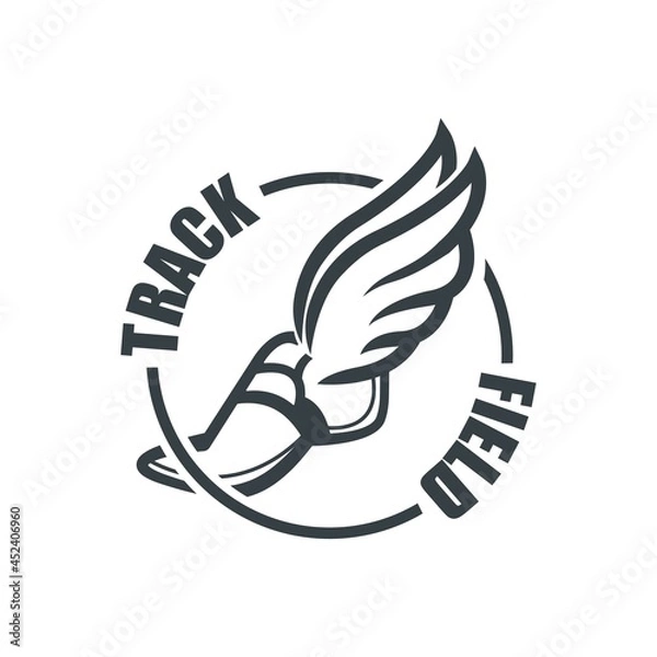 Obraz Track and Field, Track logo, Winged shoe, Sports Design. Track and Field insignias, Track Team, Sports Design, Team logo