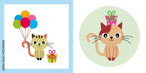 Obraz cute kitten cat gift card vector
