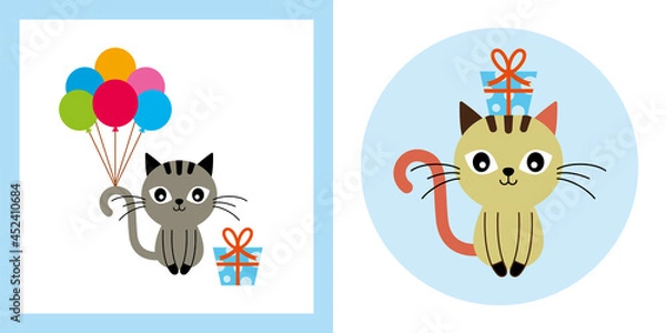 Obraz cute kitten cat gift card vector