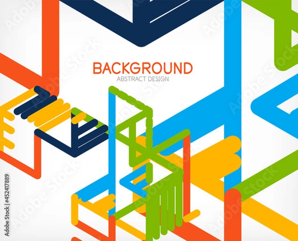 Obraz Abstract background. Color lines on white background. Linear abstract composition. Techno or business concept for wallpaper, banner, background, landing page