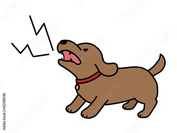 Obraz 吠える犬。犬の躾。ダックスフント。