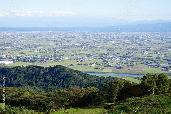 Obraz 富山県小矢部市にある稲葉山展望台からの眺め高岡市と小矢部市方向