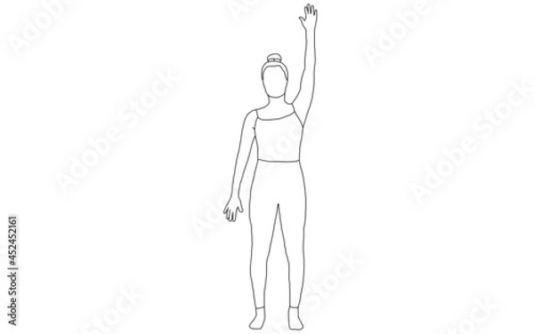 Fototapeta yoga, dynamic mountain, tadasana modification, moving arms up and down
