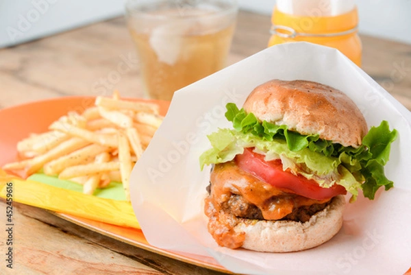 Obraz ハンバーガーとポテトとのセット