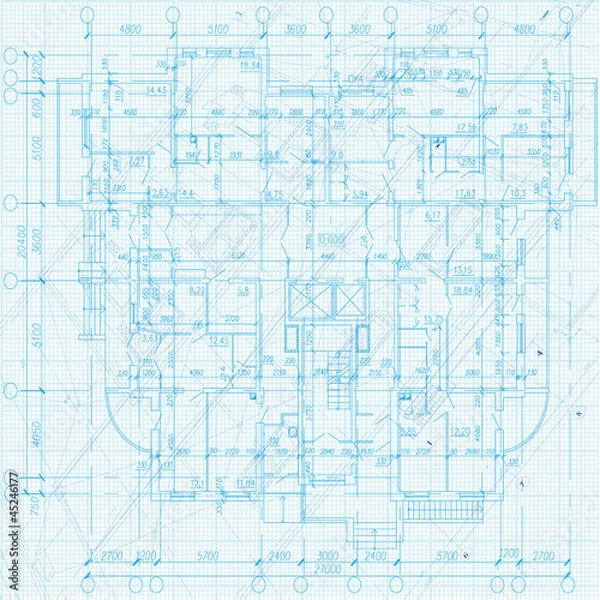 Fototapeta Architectural background. Part of architectural project
