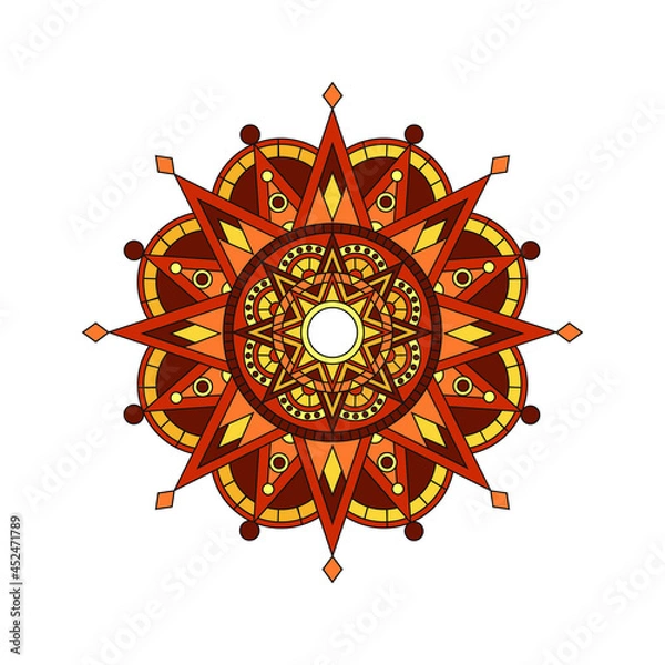 Fototapeta fire pattern, bright mandala, geometric ornament, blank for the design of invitations and advertising