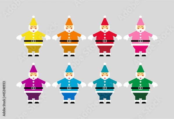 Fototapeta Vectorized Santa Claus in diffrent colors