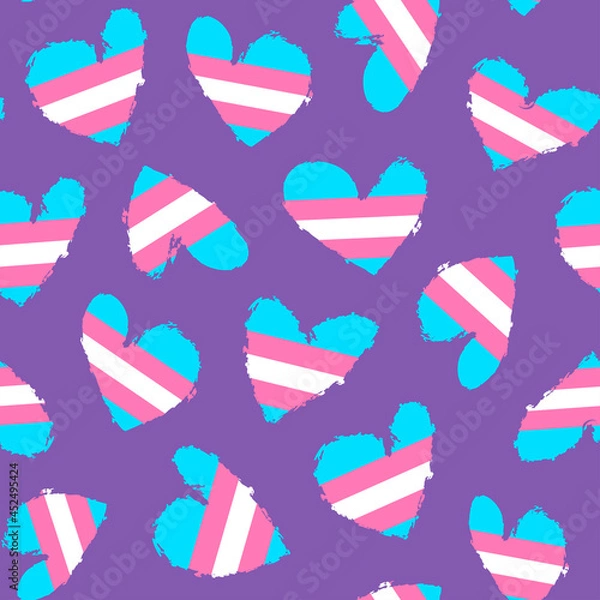 Obraz Основные Rtransgender hearts seamless pattern. International Transgender Day of Visibility. March 31. Day of Remembrance. November 20.GB