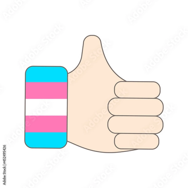 Obraz International Transgender Day of Visibility.  like icon. Thumb up like hand shape transgender flag. for background, banner, card, poster. March 31