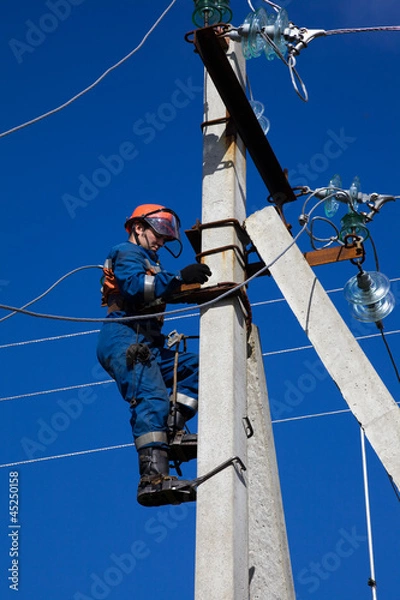 Obraz Electric rises to concrete pole