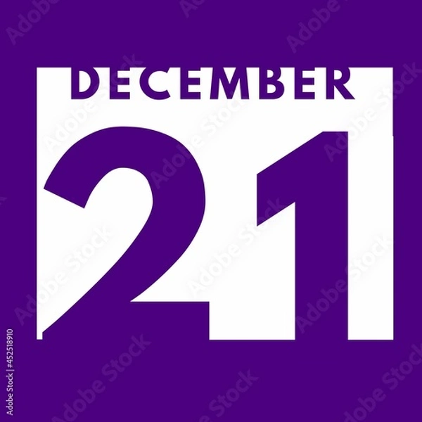 Obraz December 21 . flat modern daily calendar icon .date ,day, month .calendar for the month of December