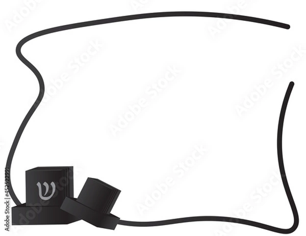 Obraz Black tefillin frame on White background