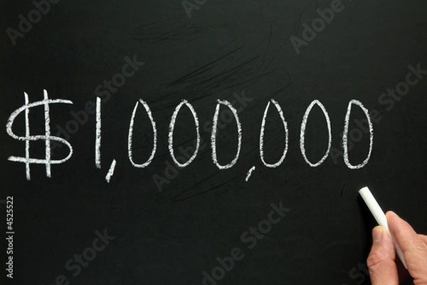 Obraz One million dollars, written on a blackboard.