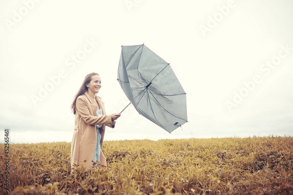 Obraz Young girl in autumn park