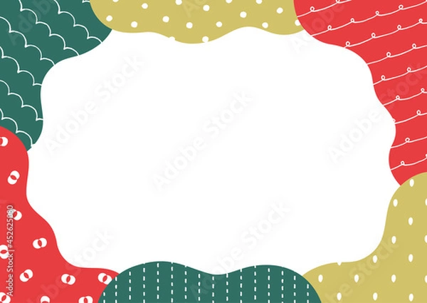 Fototapeta 手描きポップなクリスマスカラーのフレーム